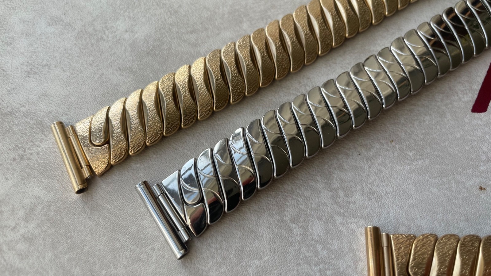 Original Montal made in England steel and gold stretch bracelets 18mm & 20mm