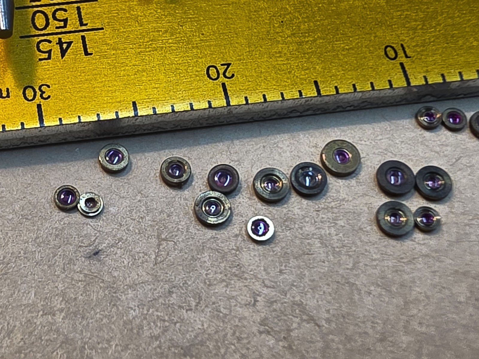 Lot Of 17 Elgin Bracelet Watch Balance Hole Jewels With A Mix Of Sizes