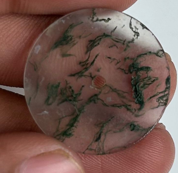 Moss Agate Watch Dial, 24.5mm Round Stone Disc for Jewelry Making GMC-313