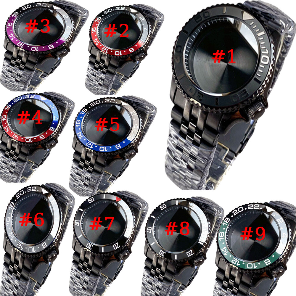 New PVD Black 41mm Tandorio Mens Watch Case Dive 20ATM fit NH35 ETA2824 PT5000