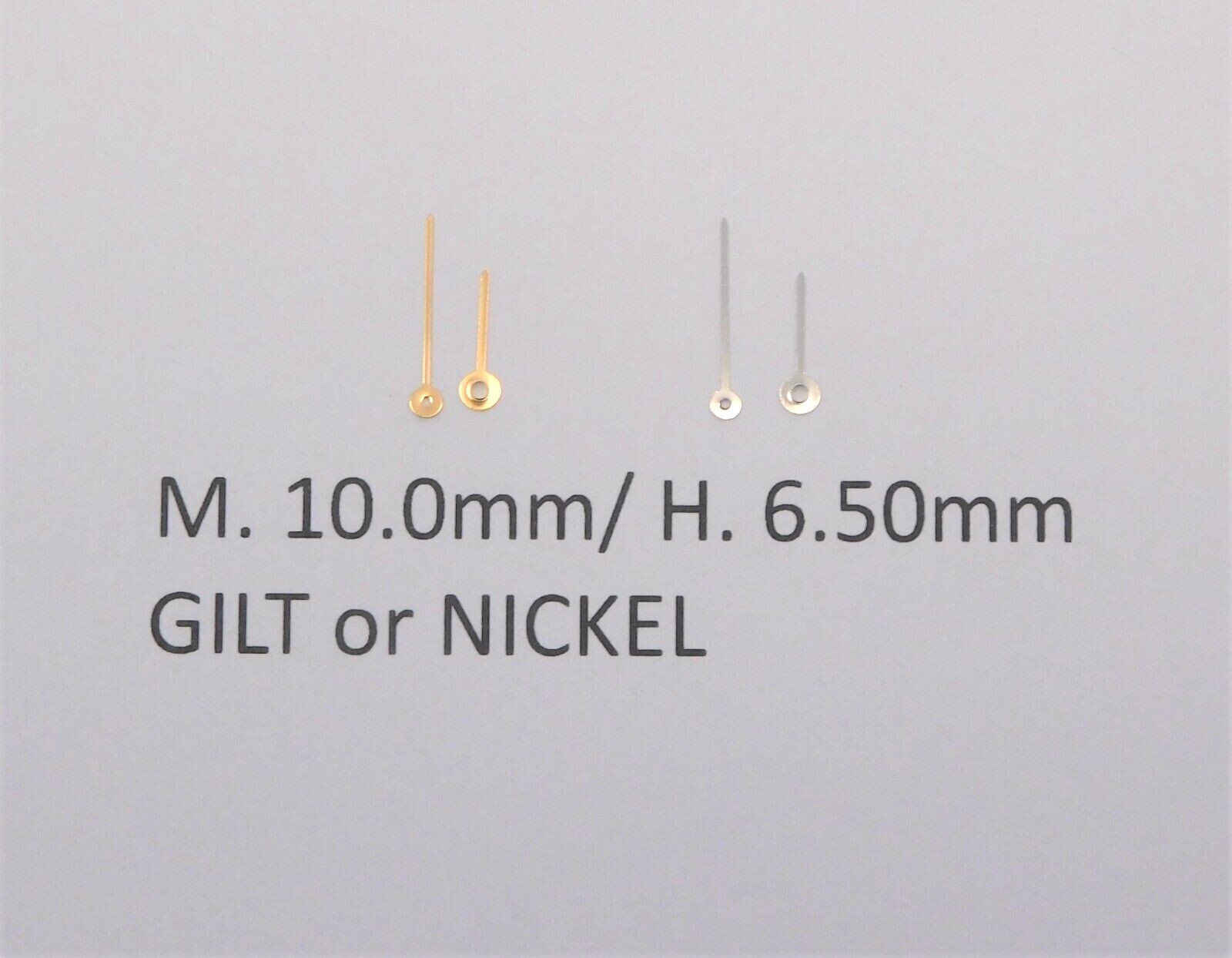 Watch hands 45 x 90- choose gilt or nickel finish and length x 1 pair Swiss