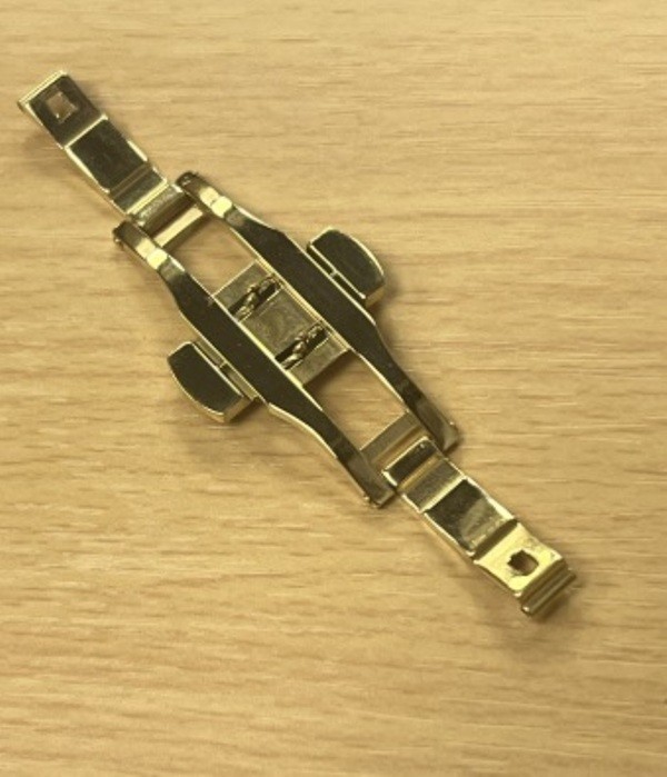 Stainless Steel Push Button Butterfly Deployment Gold Clasp/Buckle 6×25 mm