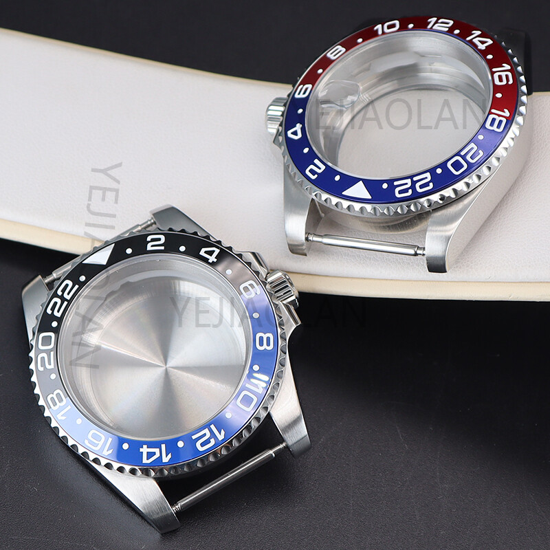 40mm Brushed Watch Cases GMT Ceramic Bezel For Seiko Nh35 Nh36 Eta 2824 Movement