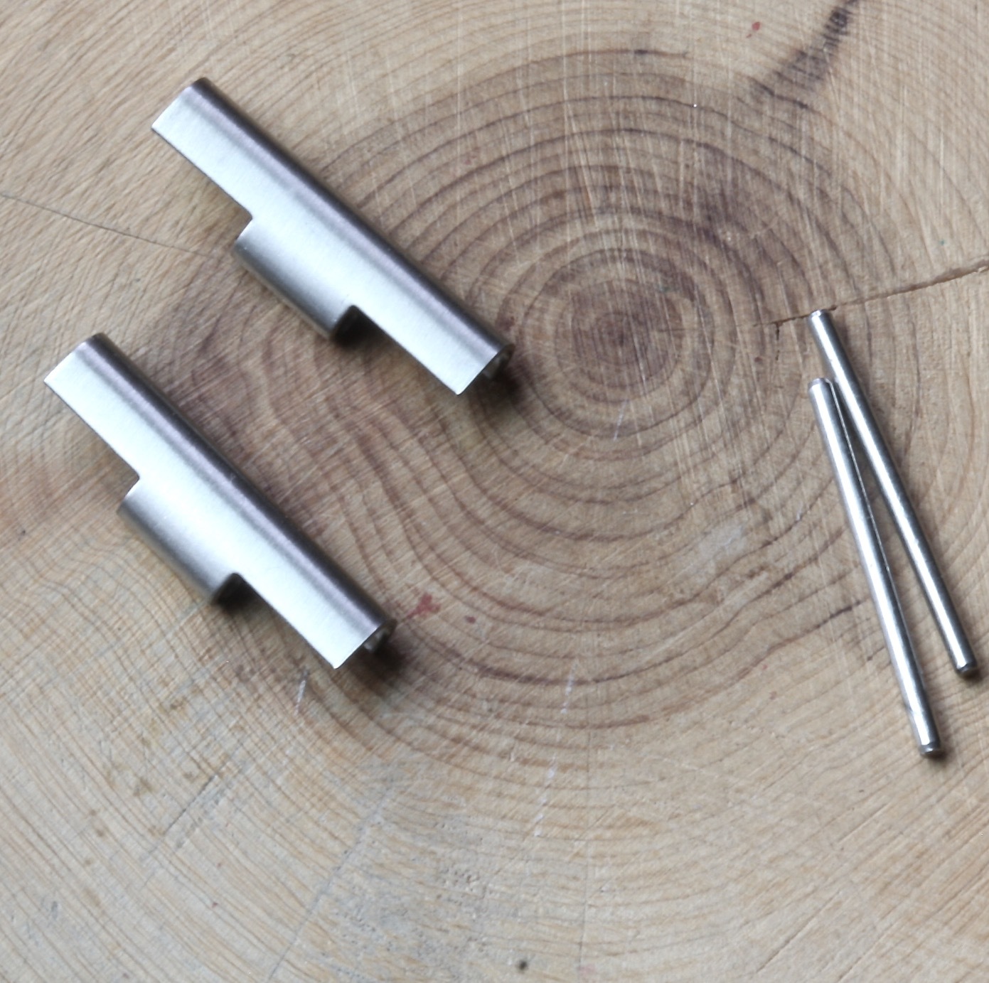 Smooth polished steel 18mm ends for 3-row NSA bracelet with 6mm center opening