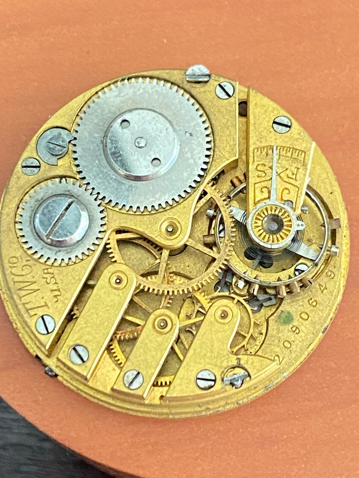 VINTAGE 34.5MM TRENTON POCKET WATCH MOVEMENT, GR. 309, RUNNING, YEAR 1899