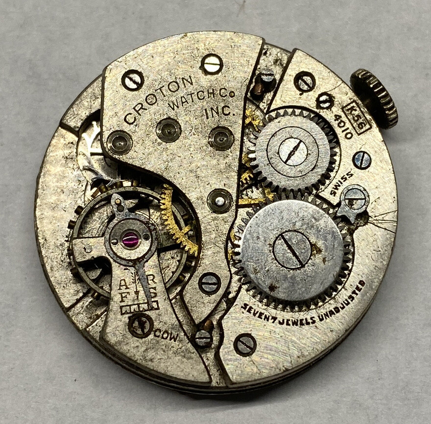 Vintage Croton Watch Movement Repairs Parts Watchmaker 7 Jewels Swiss K 56 4010