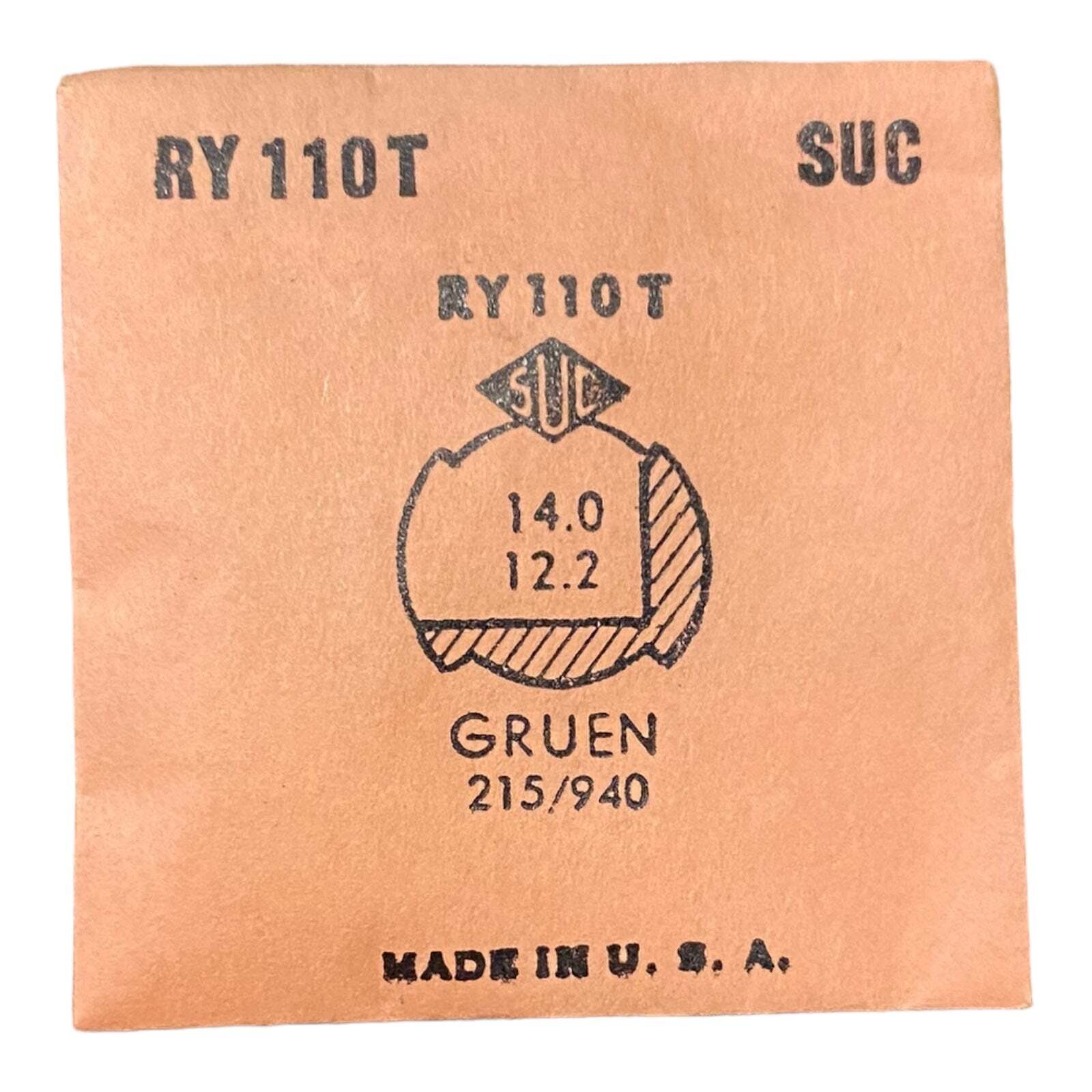 SUC RY110T Watch Crystal 14.0×12.2 NOS Part Rocket Cylinder Gruen
