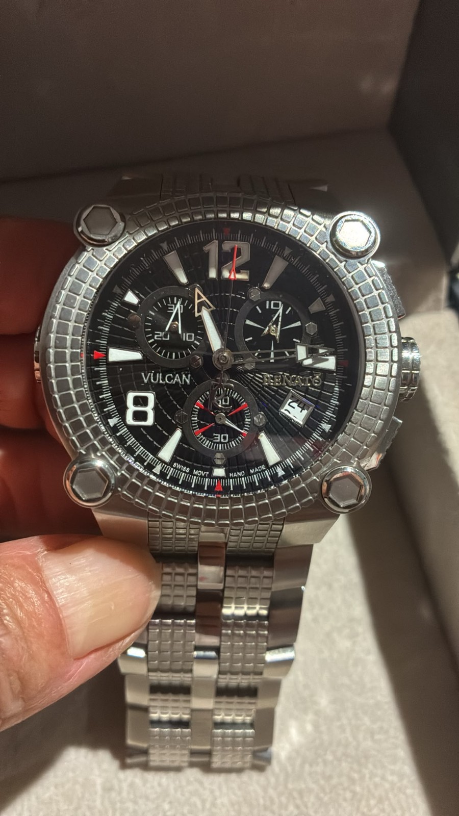 Renato Vulcan Swiss Movement ETA 251.272 Chronograph Watch 316L Steel /360 30ATM