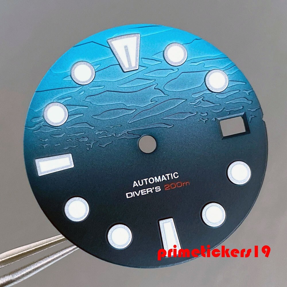29mm Automatic NH35 Watch Dial+Hands Sky Blue Matte Face Gradient Color Date