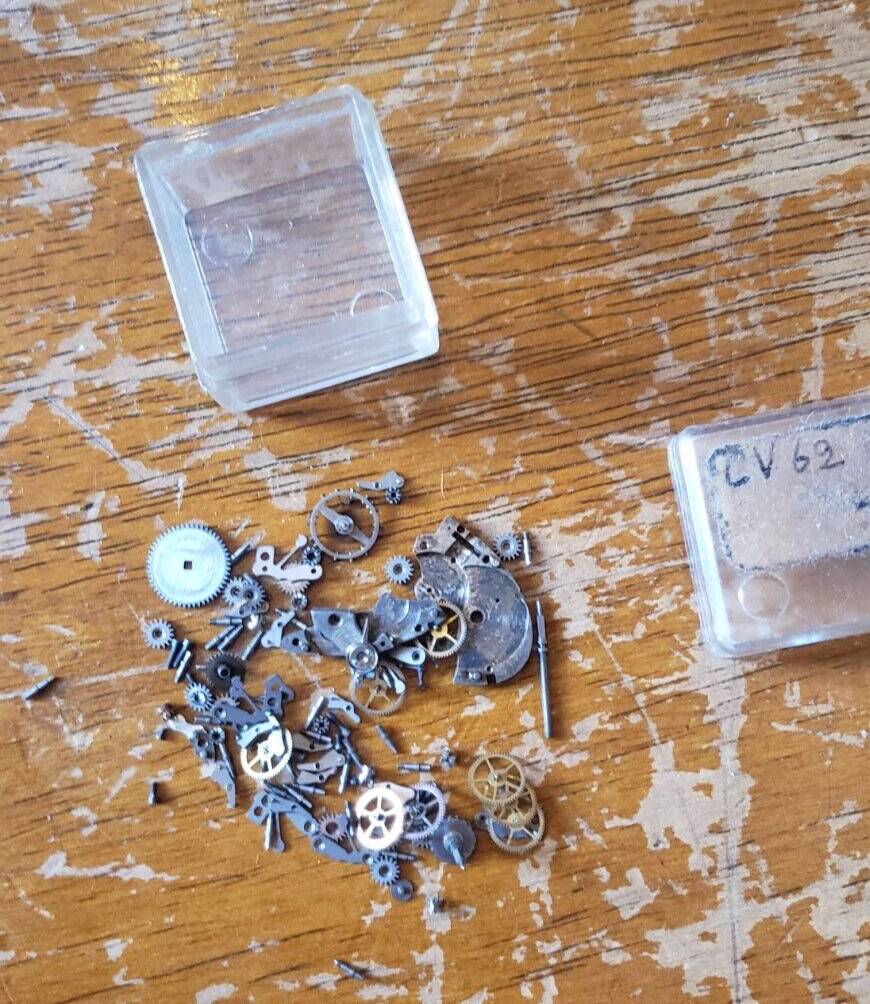 RARE Vintage Old 1970s 60’s Watch Parts LOT Gears Wheel Bar screws crowns