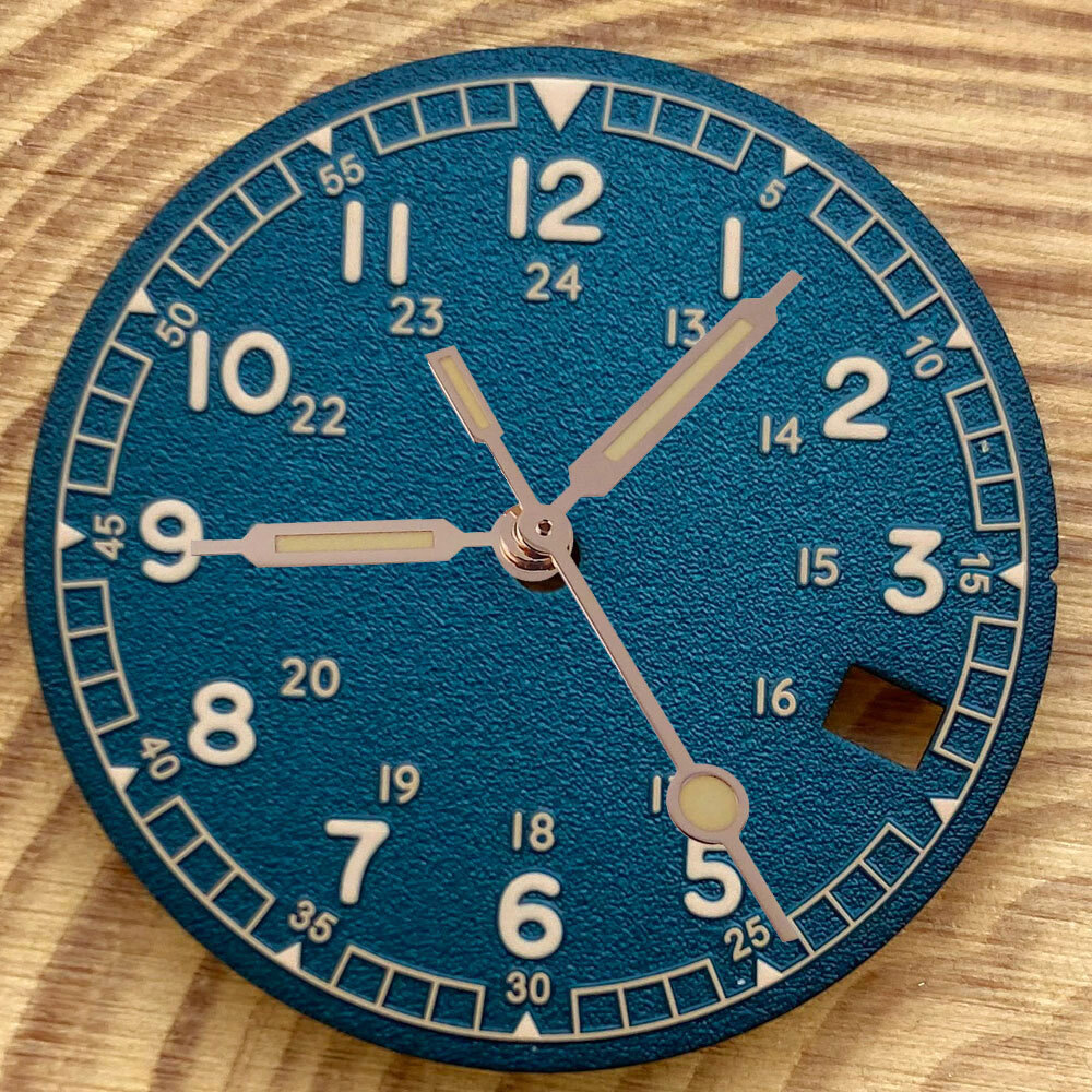 Vintage 29mm Watch Dial for NH35 Movement Black White Green Lume 3.8 Date Window
