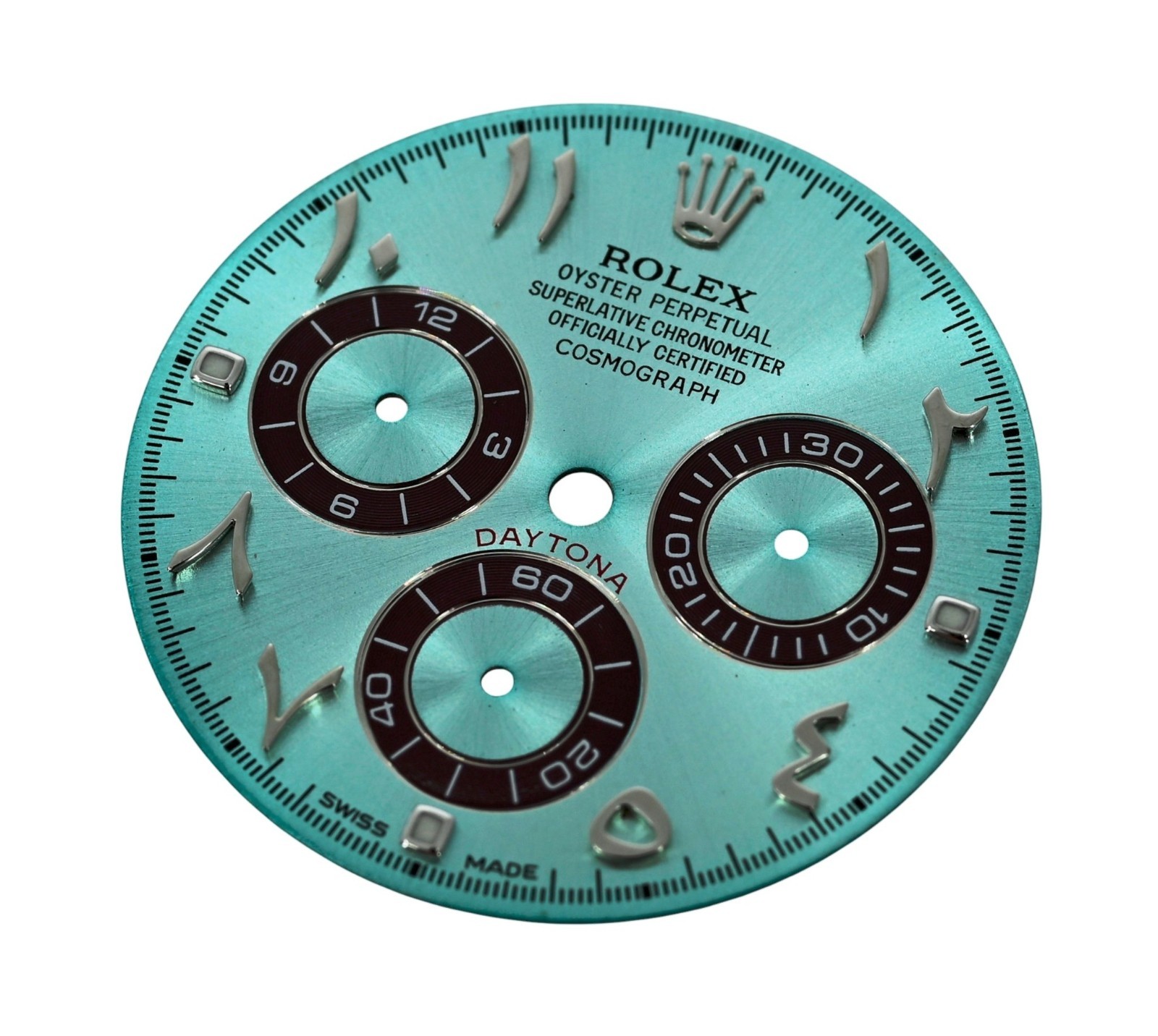 Custom Rolex Daytona Ice Blue Arabic 40mm Cal. 4130 Watch Dial (Ref: 116506)!