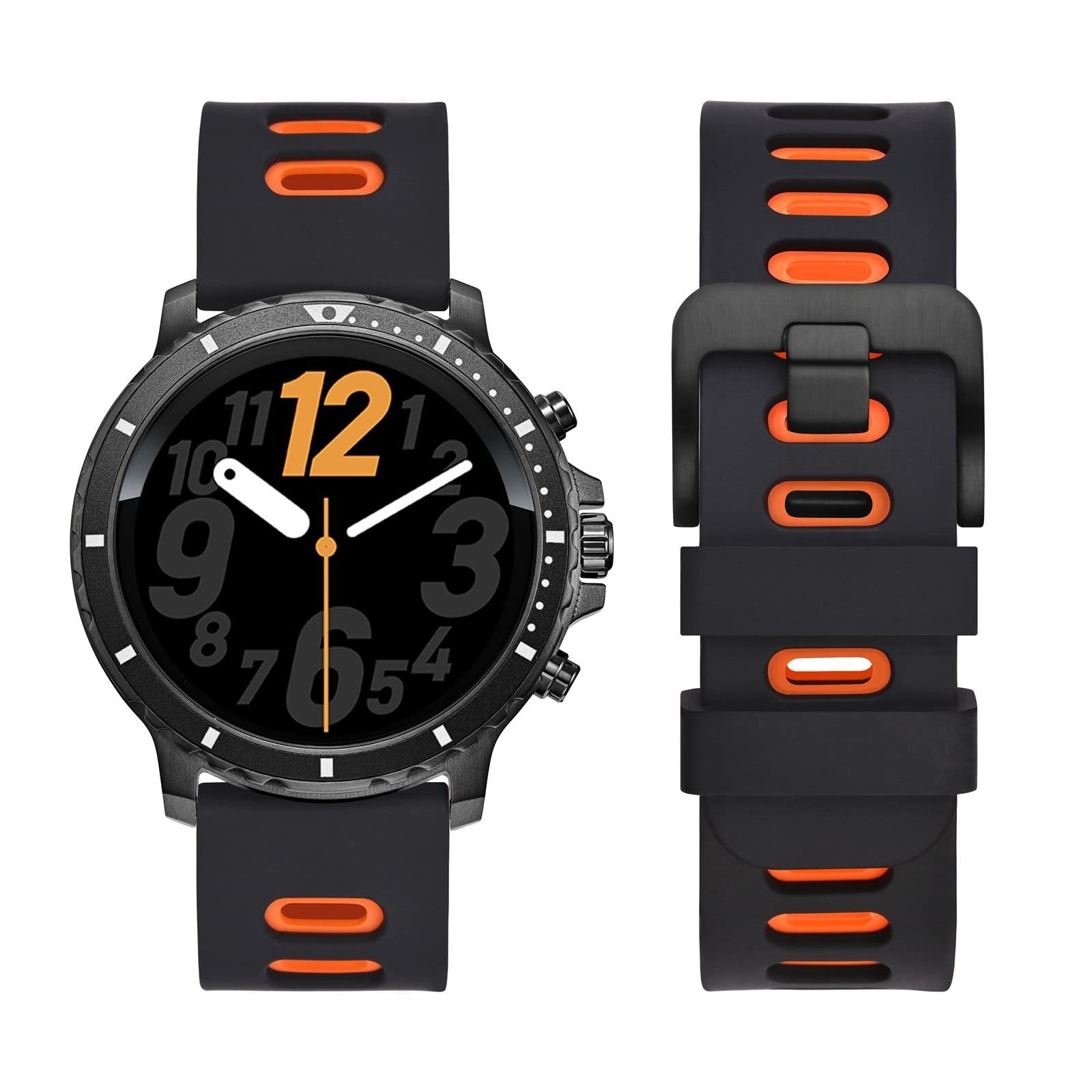 WOCCI 22mm Bicolor Watch Band, Silicone Rubber, Quick Release Replacement Str…