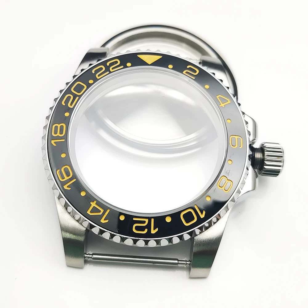 40mm Steel Watch Case Sapphire Glass For Nh35 Nh36 4R36 4R35 Movement