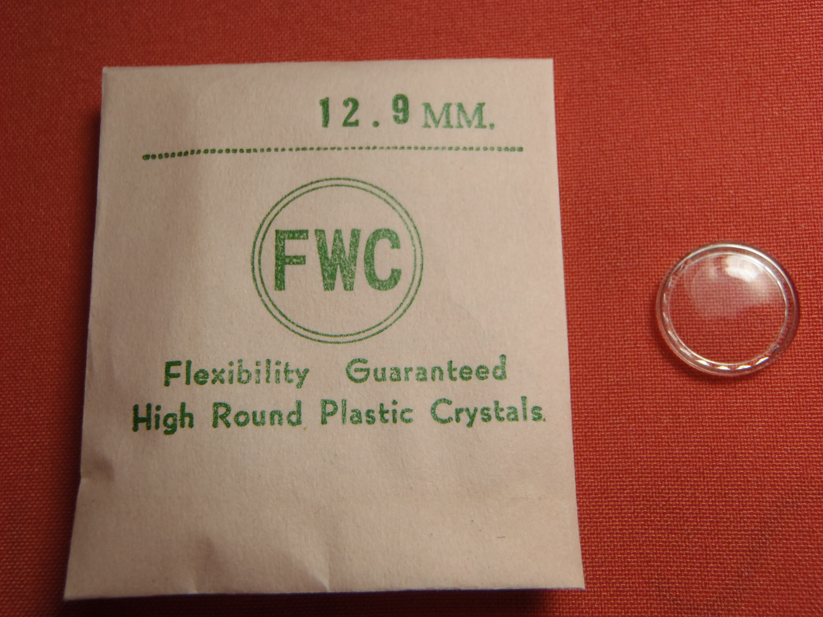 FWC HIGH ROUND PLASTIC Diamond Edge WATCH CRYSTAL 12.9MM NOS