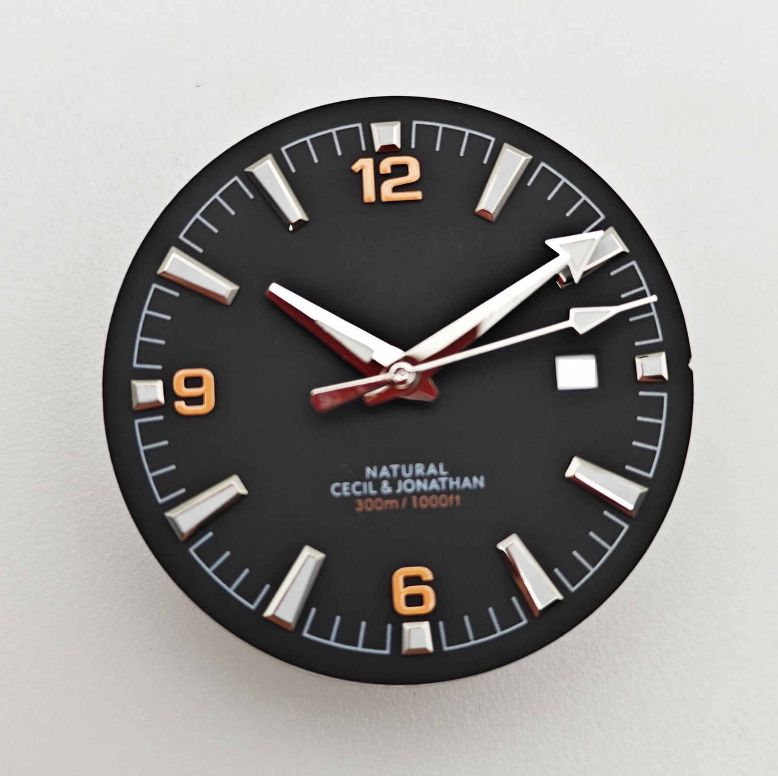 33mm Black Orange Watch Dial and Hands Green Luminous for 8215 2813 Movement