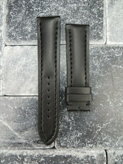 24mm CALF Leather Strap Black Watch Band with OEM BREITLING Tang Buckle Black x1