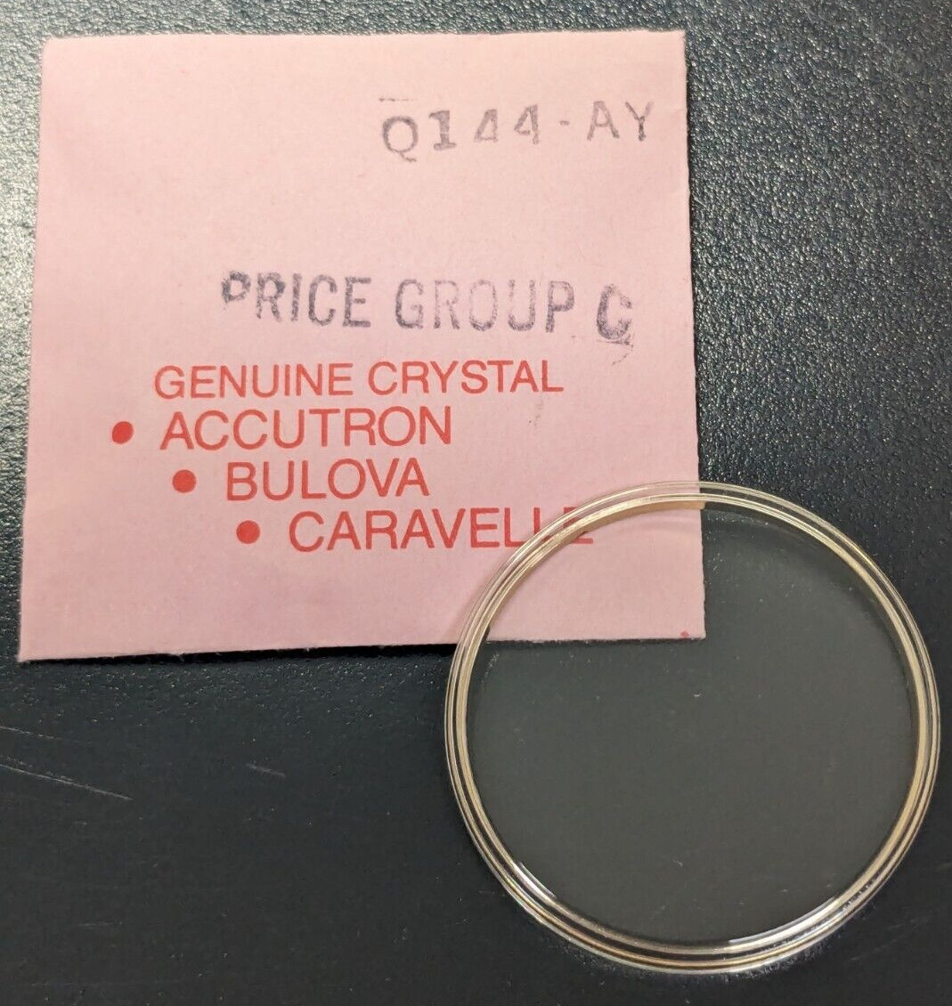 Genuine NEW Bulova Watch Crystal Armored w/ Gold Tone Ring Q144-AY