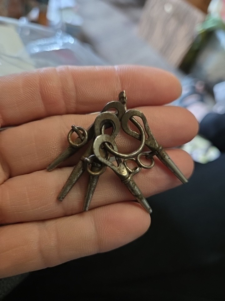 Set of French or European Antique Pocket Watch Winding Keys-All Different Sizes