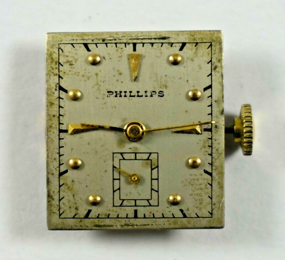 Vintage Swiss Made Phillips 17J Wrist Watch Movement lot.t