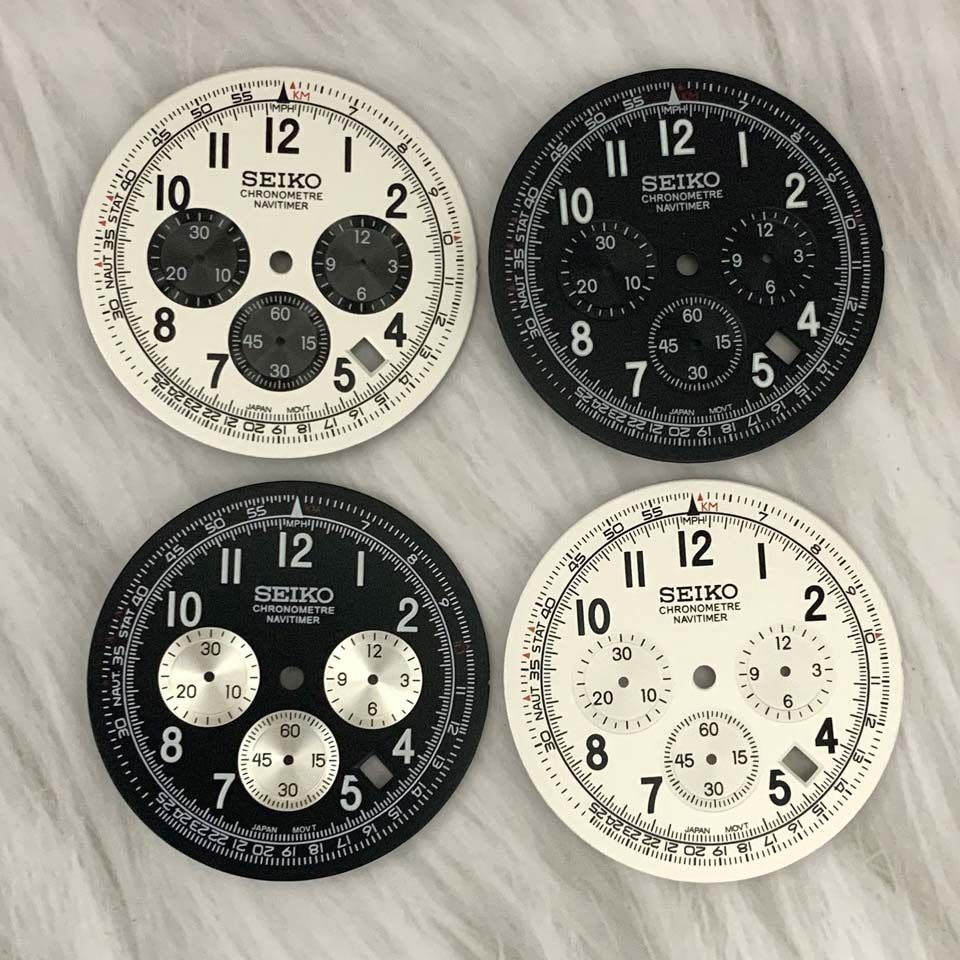 36.8mm Multi-Functional Watch Dial Green Lume for Vk63 Movement 46mm Watch Case