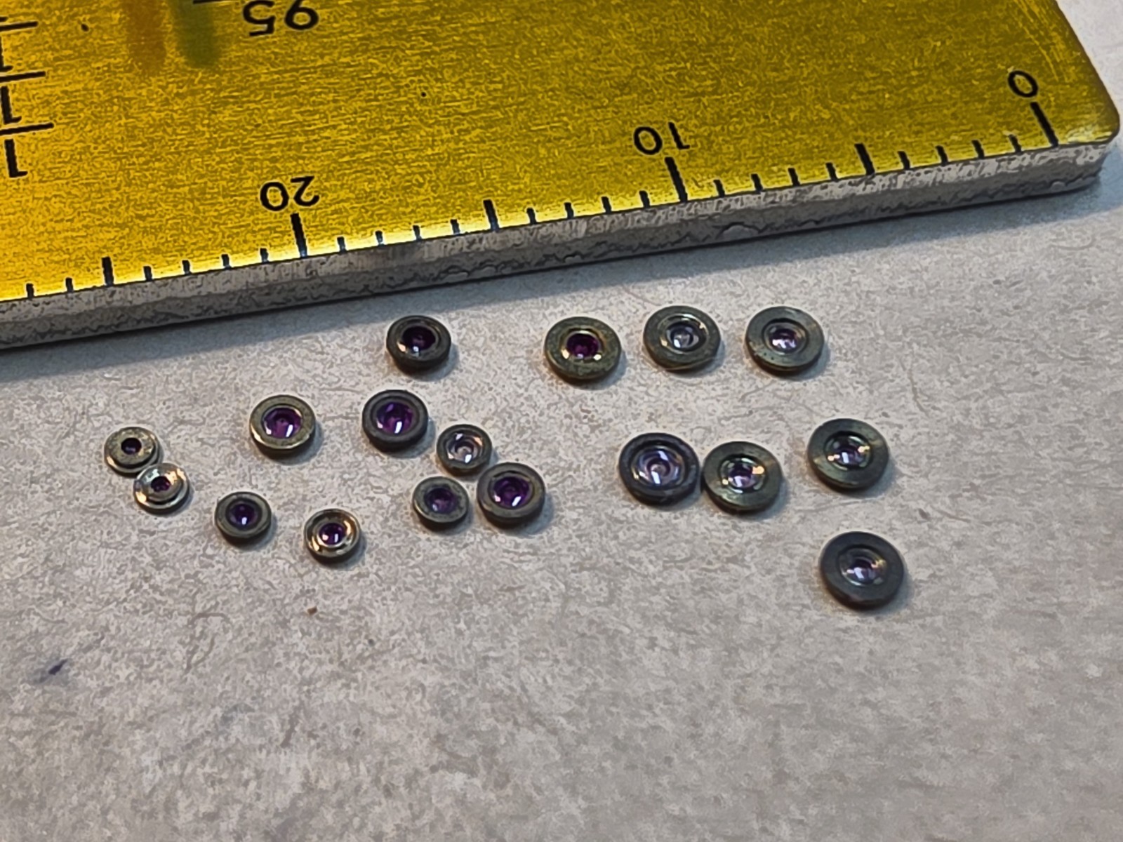 Lot Of 17 Elgin Bracelet Watch Balance Hole Jewels With A Mix Of Sizes