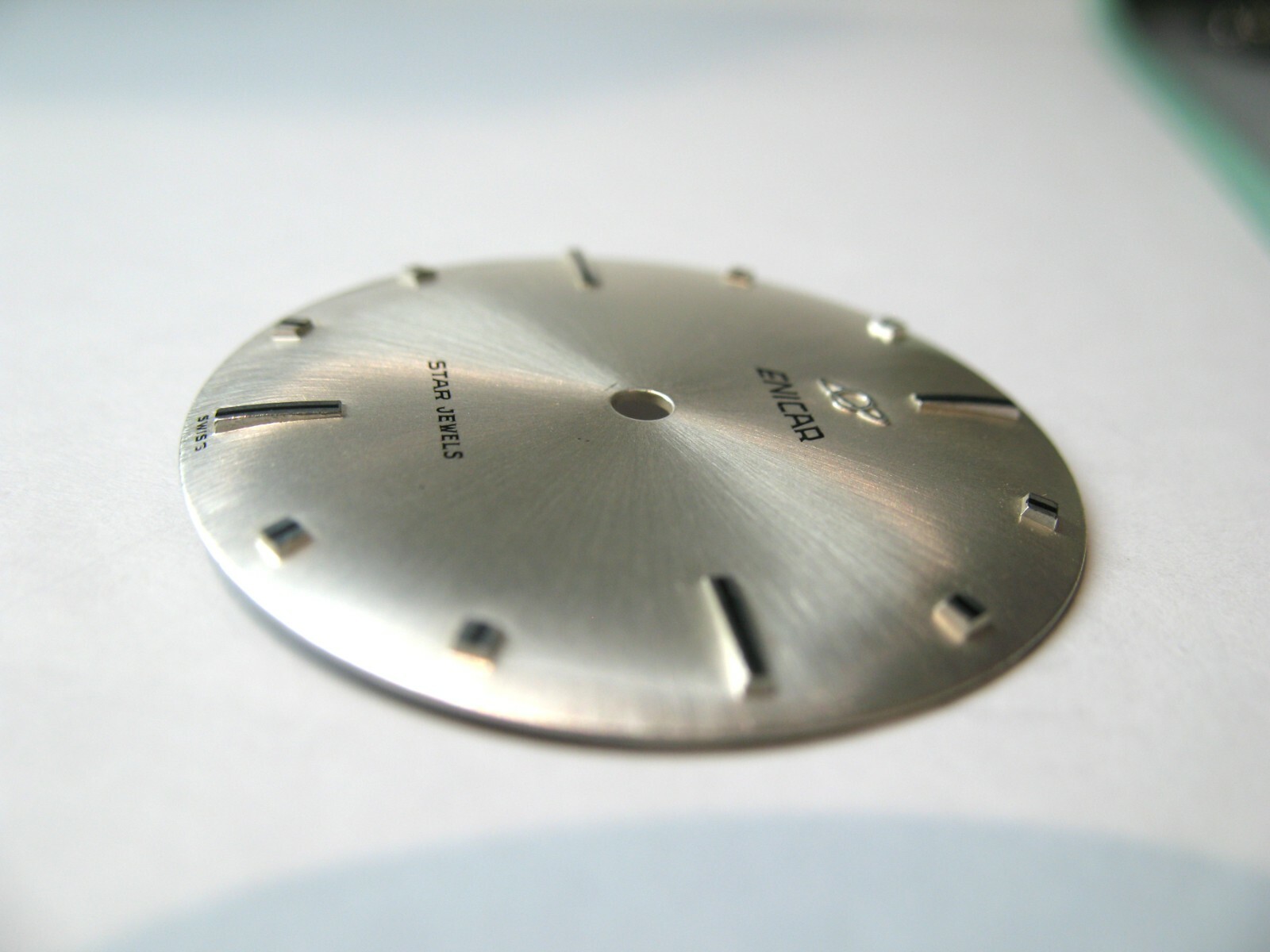 ENICAR 1120 1140 SILVER DIAL SILVER BATONS WITH BLACK STRIPE 29.80MM DIAMETER