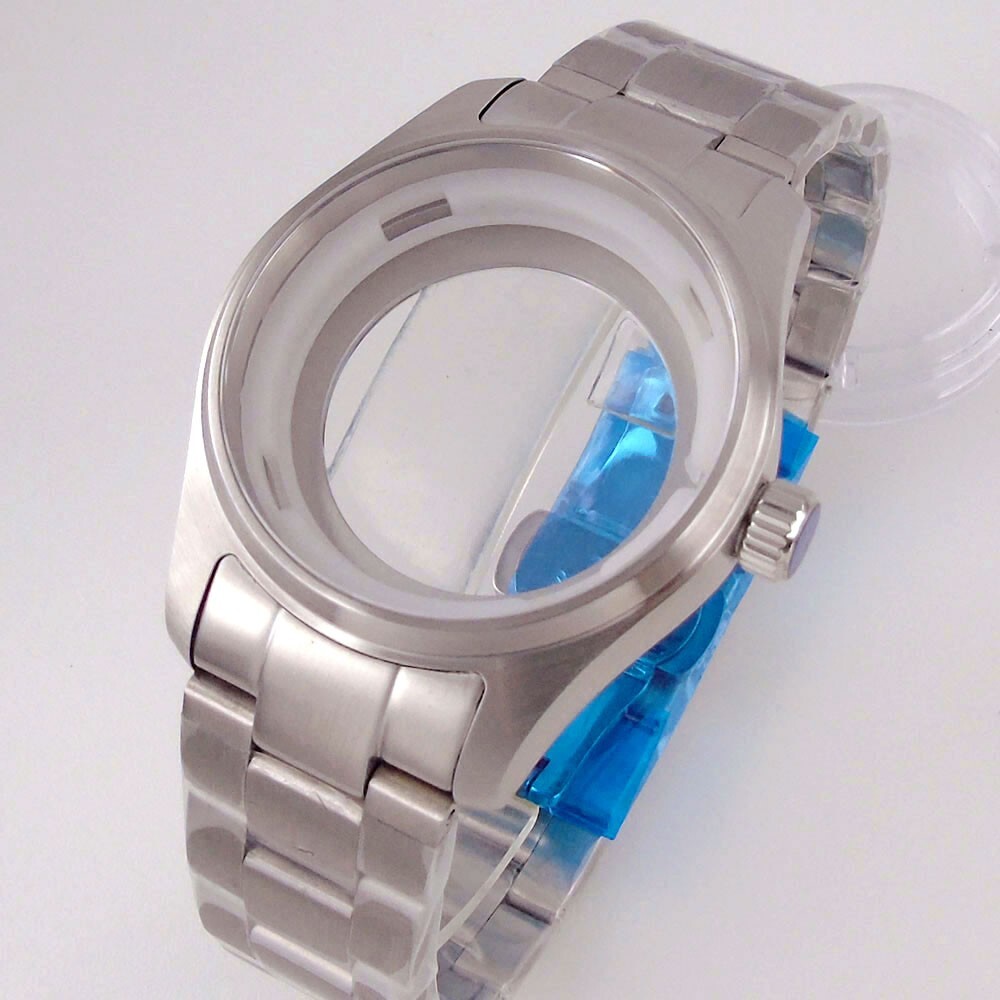 36mm Pilot Stainless Steel Sapphire Watch Case Fit NH35 NH36 ETA 2824 Glass Back
