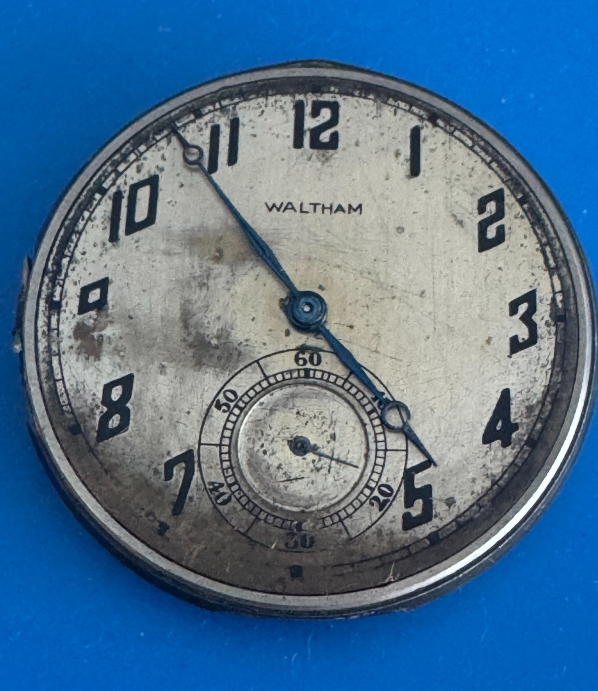 12 SIZE WALTHAM GR. 225 POCKET WATCH MOVEMENT NOT RUNNING BAD BALANCE STAFF 17J