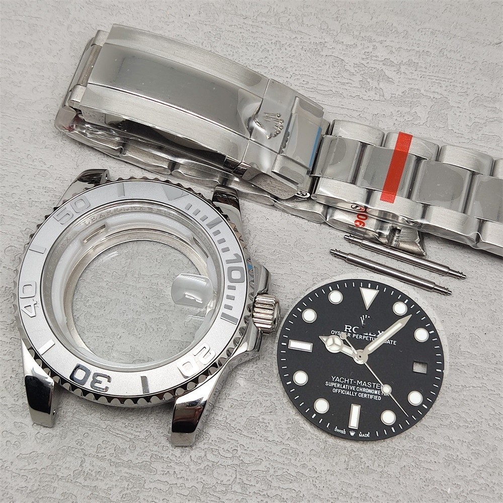40mm Stainless Watch Case+Strap Sapphire for 8215 Movement 28.5mm Dial Parts