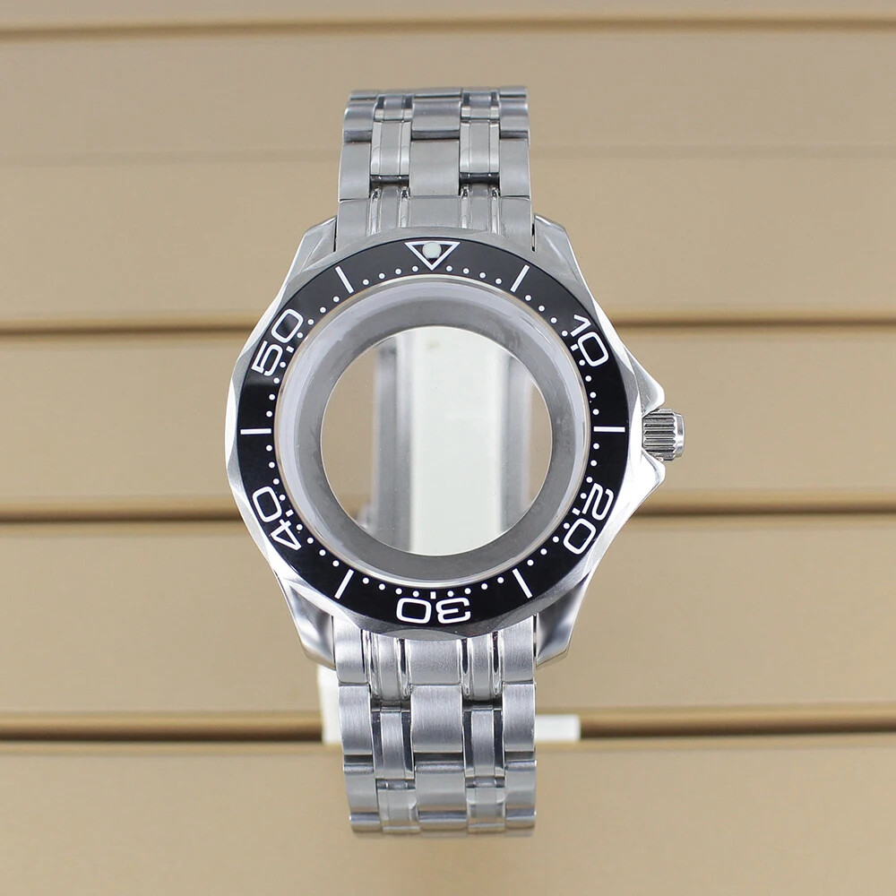 41mm Stainless Diver Watch Case+Stainless Strap For NH34 NH35 NH36Movement 10ATM