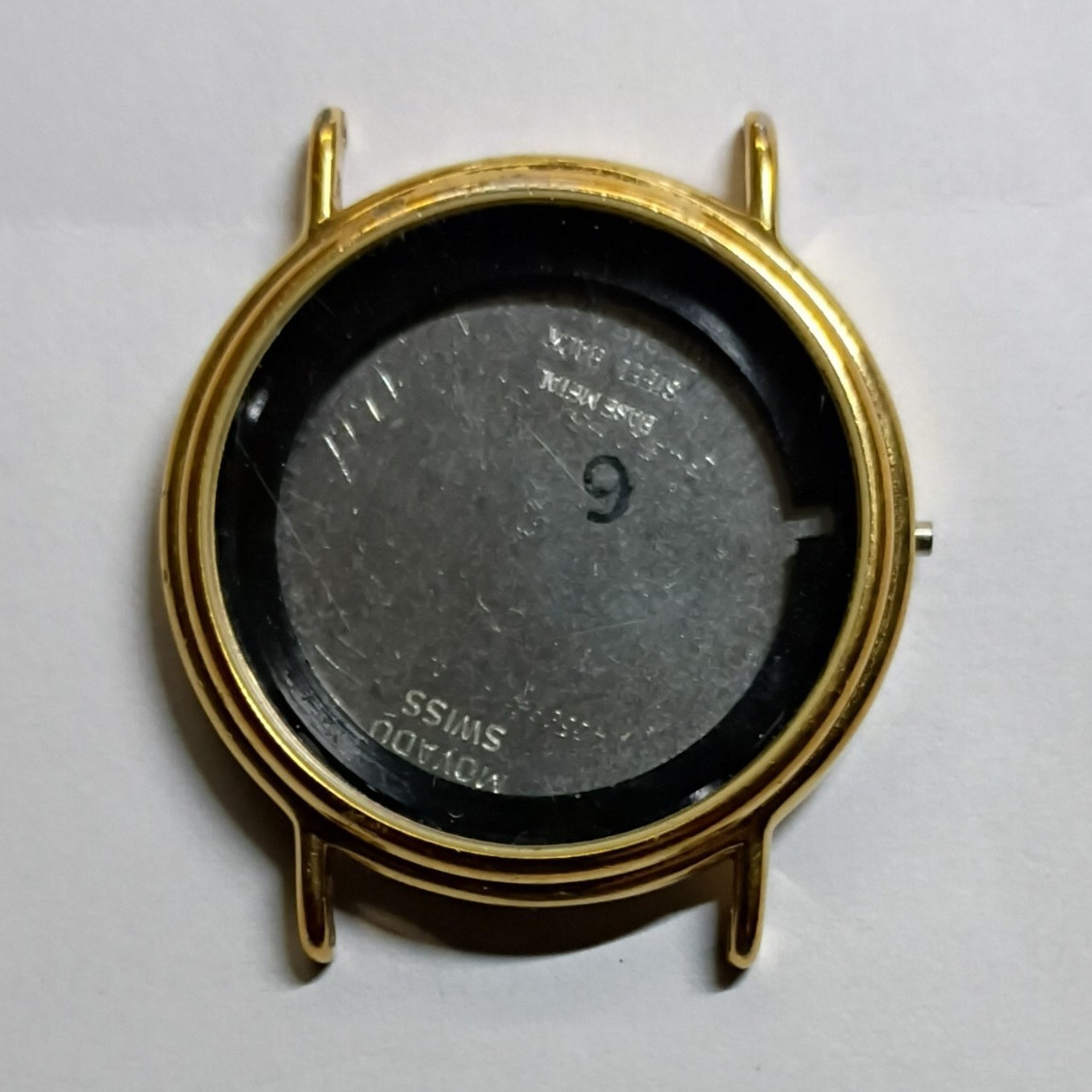Mens Movado Swiss Watch Case Gold Tone Steel Back Movement Ring 87-03-862