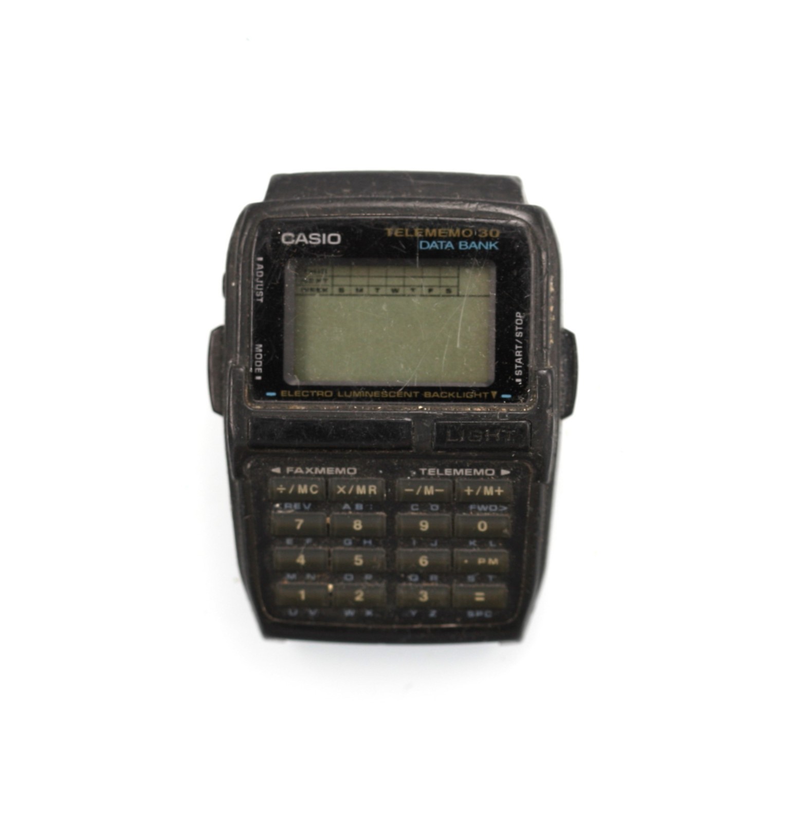 Casio Telememo 30 Watch Men Black Plastic Calculator Light NON-WORKING Part