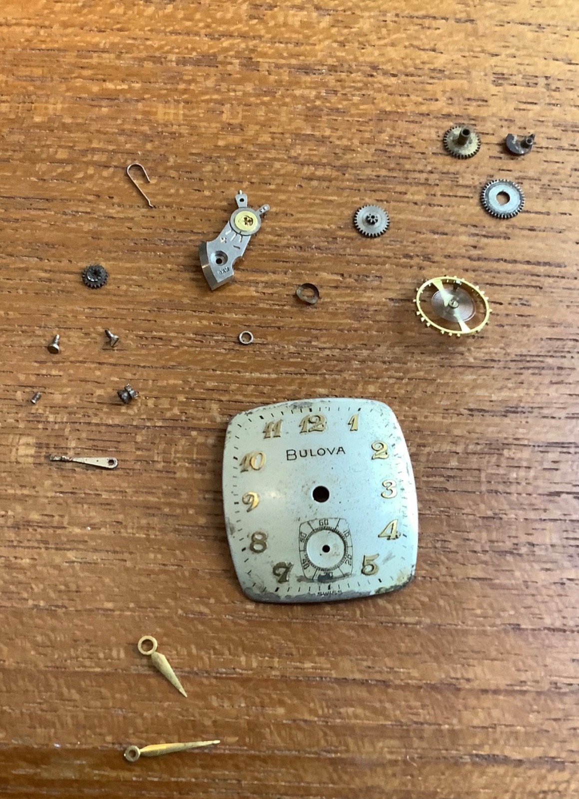 Vintage Bulova 11AC Mechanical Watch Movement Disassembled Dial & Hands