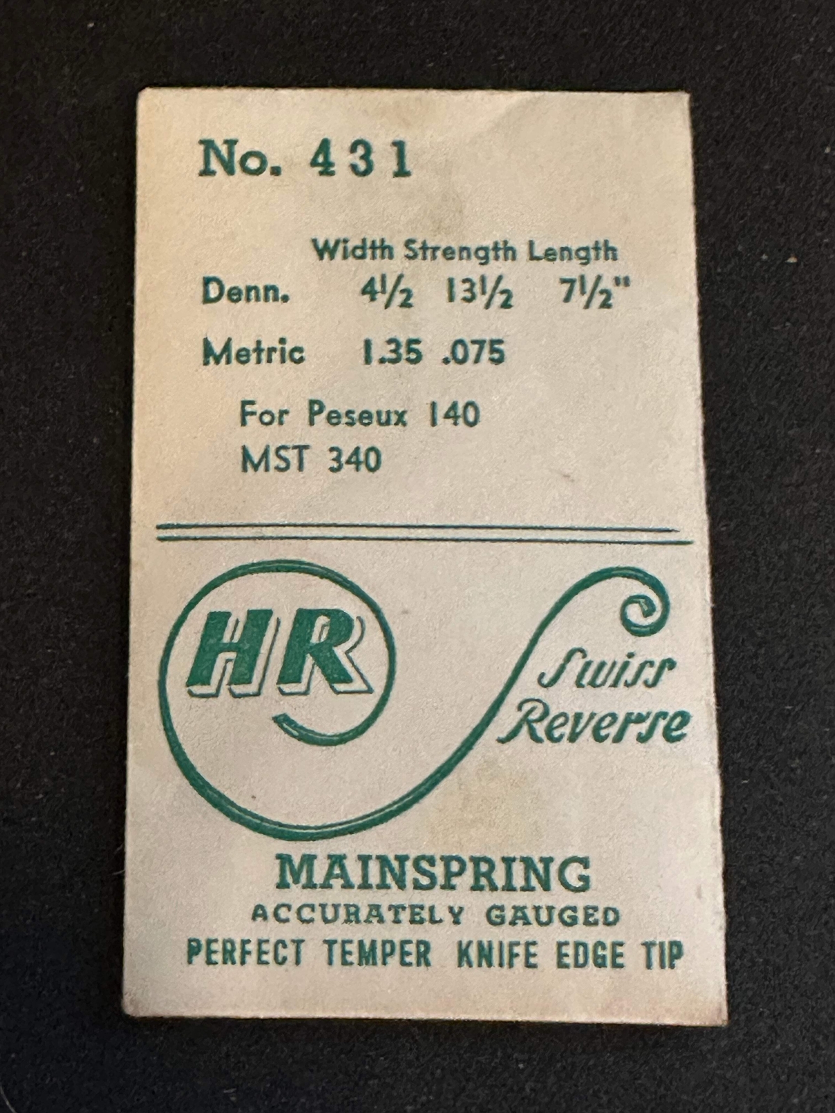 HR Mainspring No. 431 for MST 325, Peseux 140 – Steel