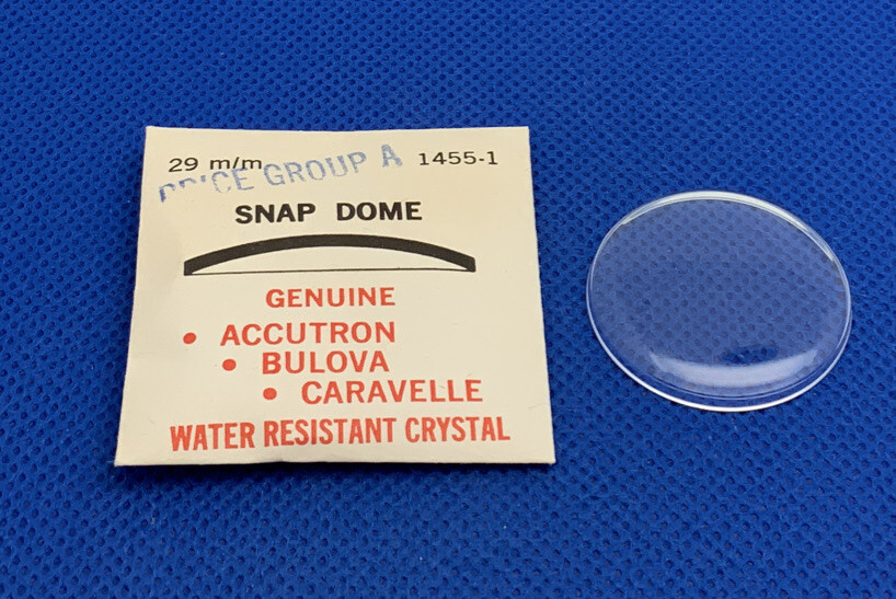 Genuine Bulova Accutron Part 1455-1 Snap Dome Water Resistant Crystal NOS 29mm