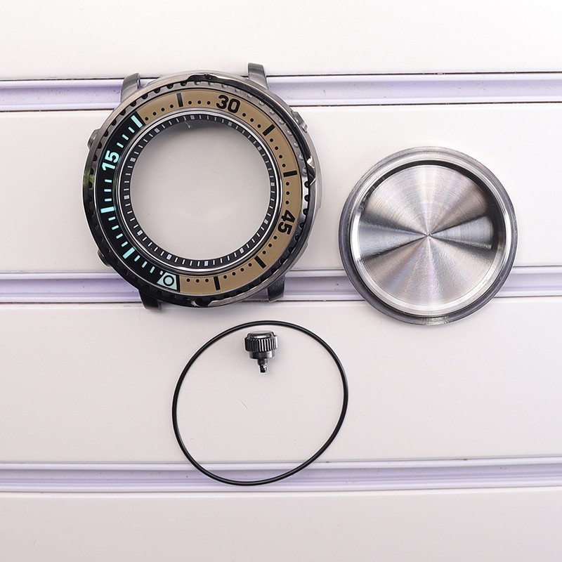 43.3mm Sapphire Steel Modify Tuna Baby Mod Watch Case Chapter Ring For NH35 NH38