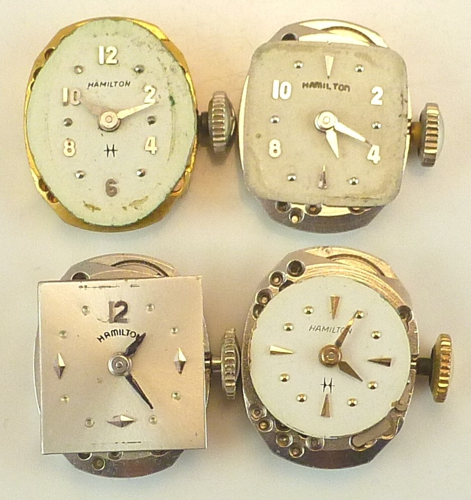 Lot of 4 Hamilton Lady’s Wristwatch Movements, 757, 757, 761, 780 – All Running