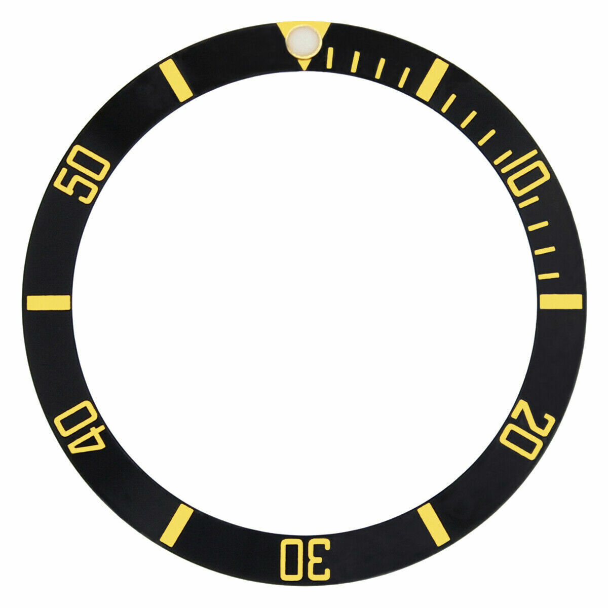 Bezel Insert For Rolex Submariner Black With Yellow Fonts Fits 16613, 16803