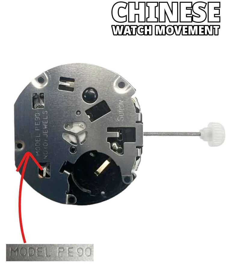 Sunon Chinese Multi Function Watch Movement PE90-07 3H and 3EYES Date At 6:00