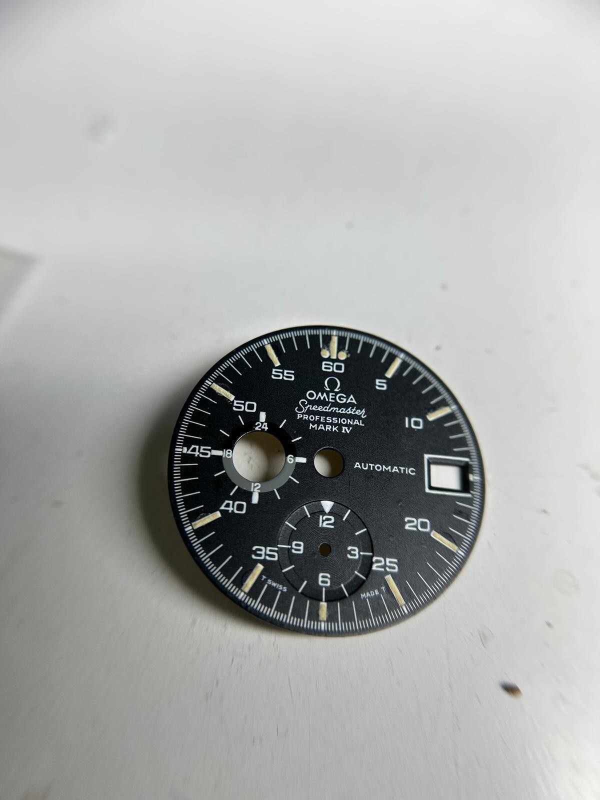 OMEGA SPEEDMASTER MK IV 176.009 TRITIUM BLACK CHRONOGRAPH DIAL, HANDS ANF GLASS