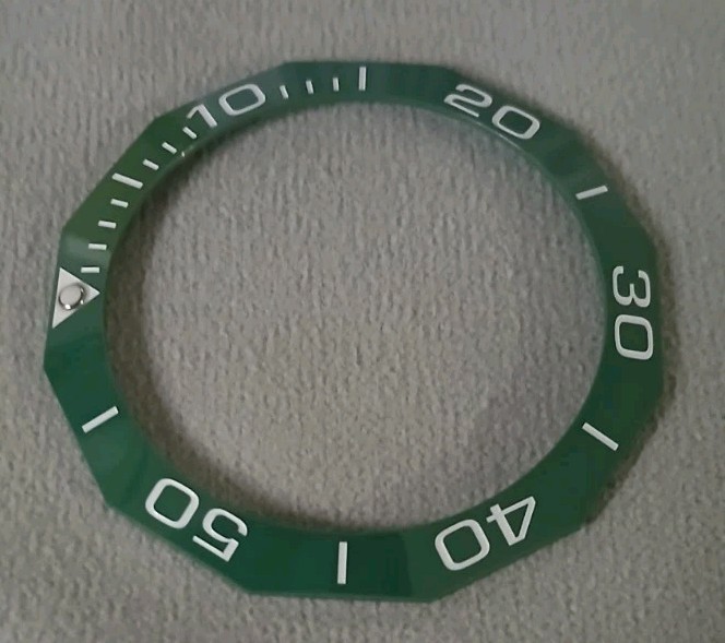 Green Ceramic Bezel Insert 40.8mm 12 Sided For Tag Heuer, Seiko Mod