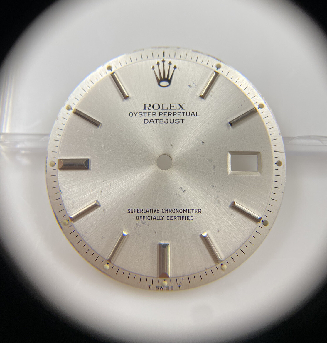 Genuine Vintage Rolex 36mm Datejust Silver Pie Pan Watch Dial 1600 1601 1603 #36
