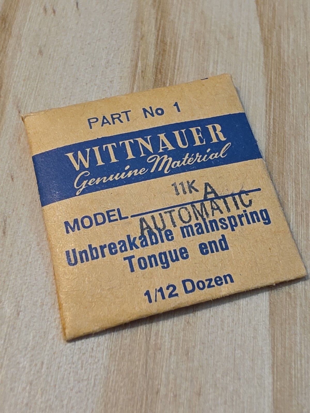 NOS Wittnauer Model 11K Automatic P/N 1 Unbreakable Mainspring Parts Spares
