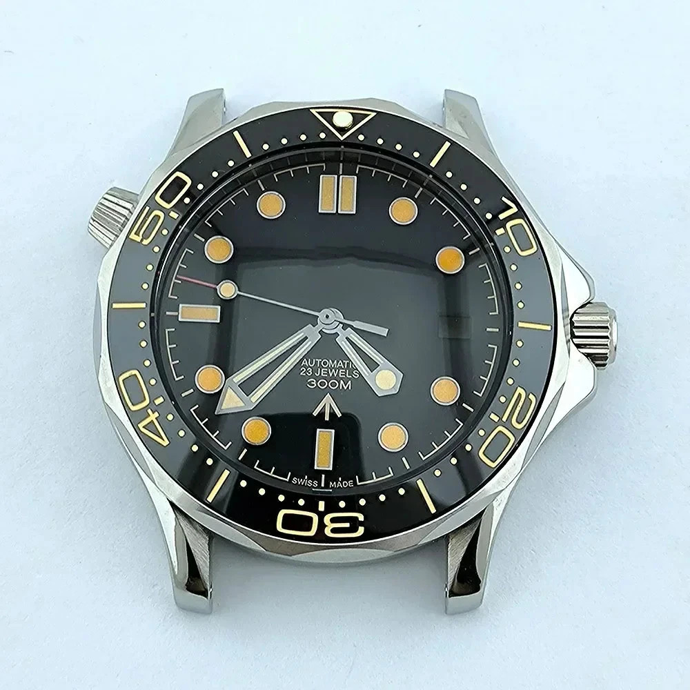 NH35 Case Dial Hands for Seamaster 300 NH36 Movement 41mm Waterproof Silver