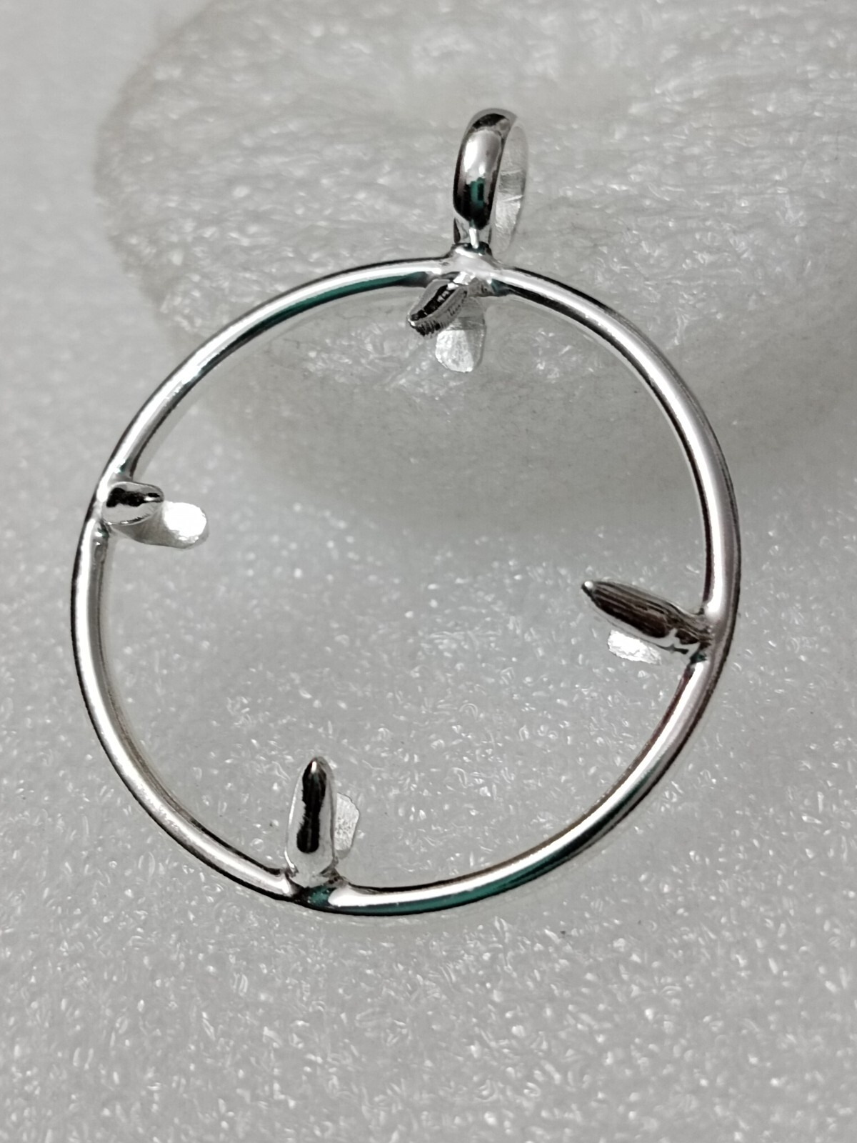 925 Sterling Silver Round Pendant setting prong Blank Bezel Holder Coin