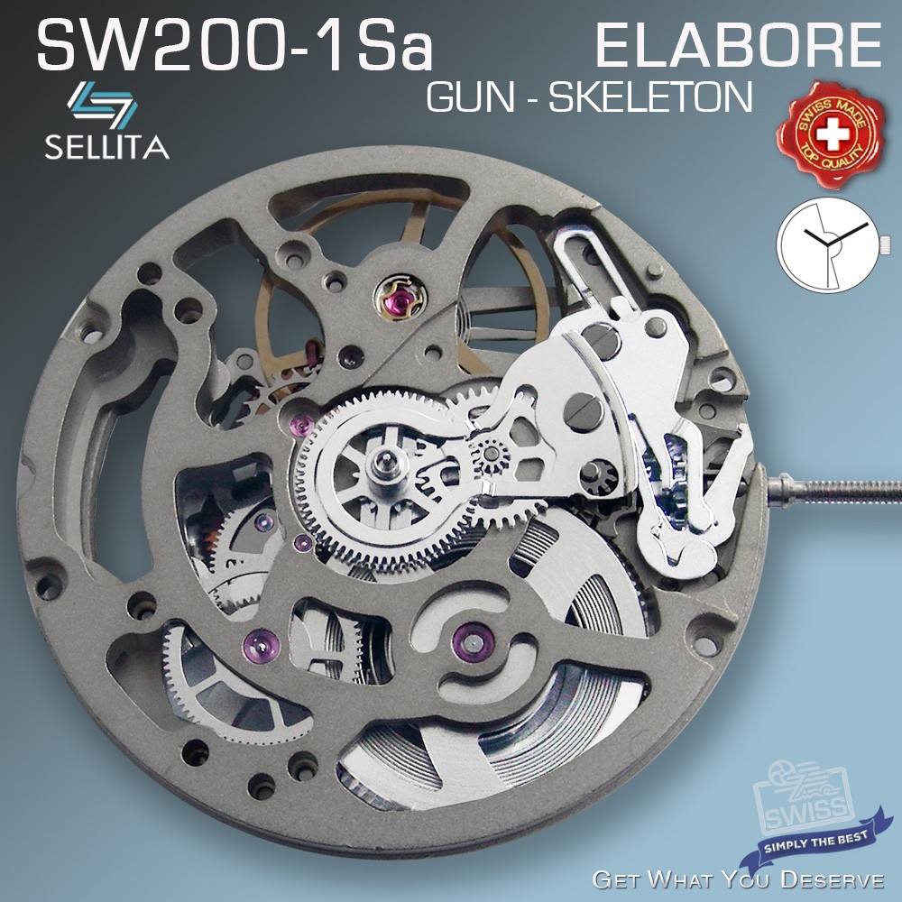 MOVEMENT AUTOMATIC SELLITA SW200-1 Sa, ELABORE, GUN-ANTHRACITE, SKELETON BEAUTY