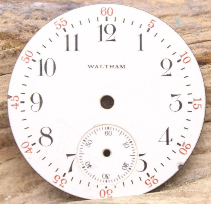 WALTHAM POCKET WATCH DIAL BREGUET NUMERAL INDICES 28.2mm WIDE (F4N3)