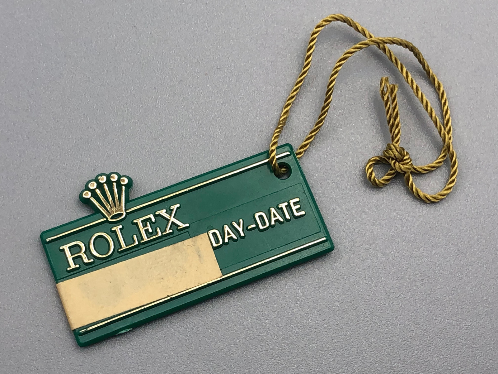 VINTAGE 70s 80s GENUINE BIG CROWN ROLEX DAY-DATE WATCH GREEN HANG TAG