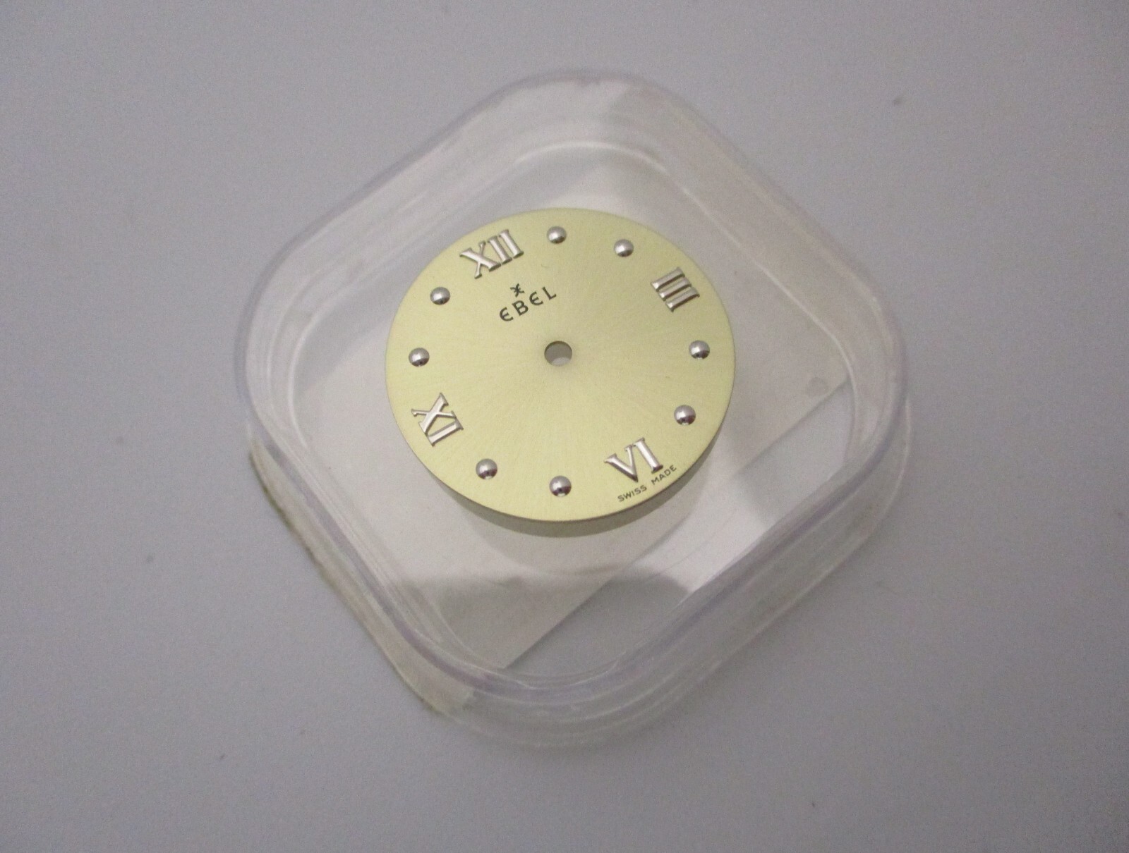 EBEL (Beluga?) Gold-Tone 20 mm Round Watch Dial w/feet approx. @ 28 & 50 minutes
